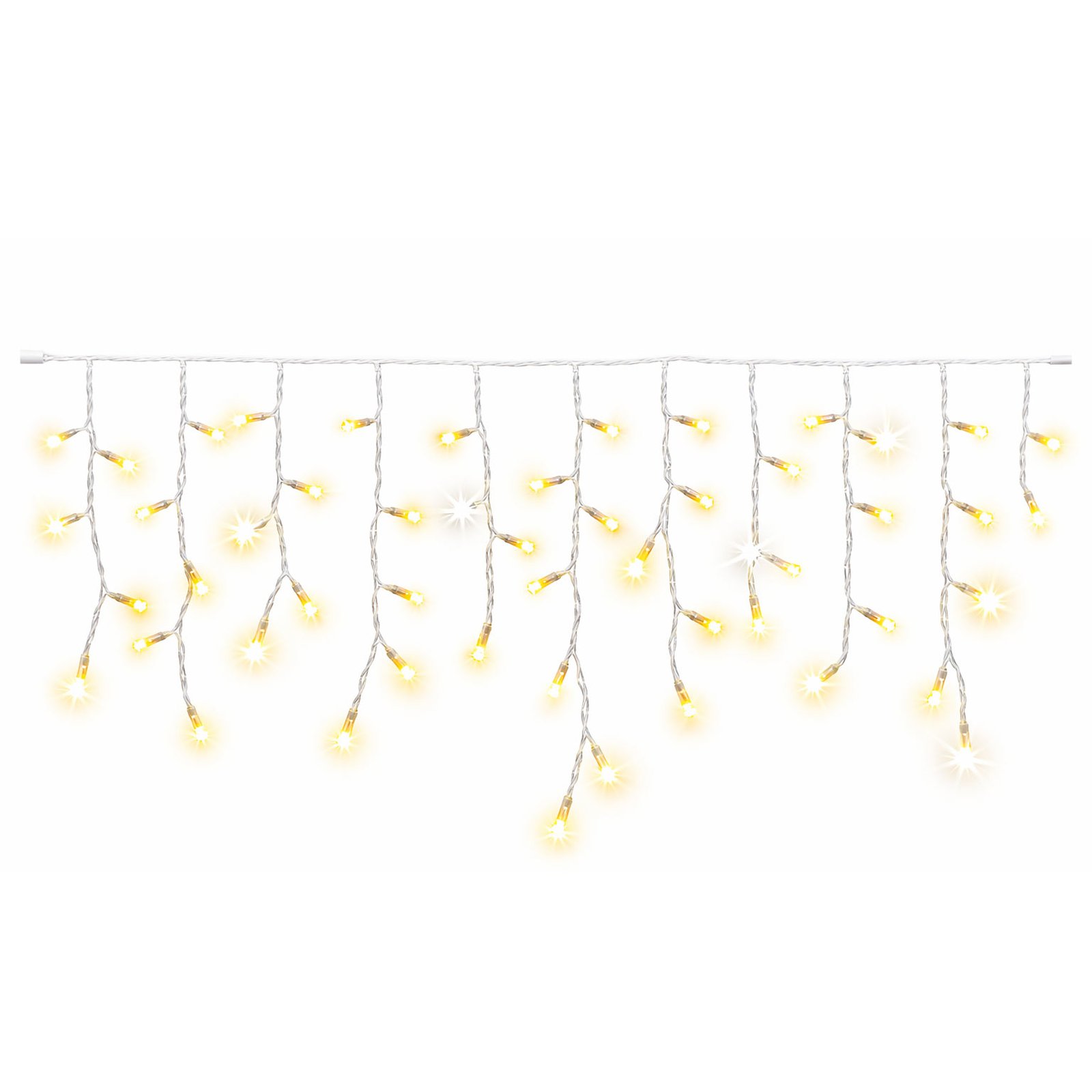 Iluminação de Natal LED em cascata para decoração de ruas e edifícios públicos.